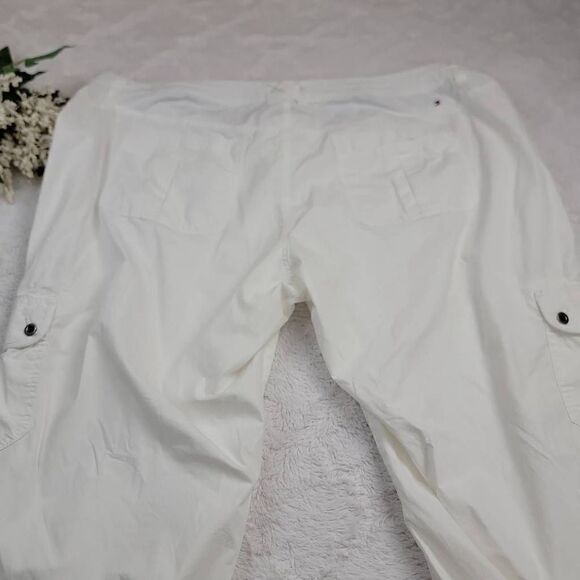 Tommy Hilfiger Women's White Cargo Drawstring Cropped Cotton Blend Pants [SIZE 2 - Picture 3 of 5